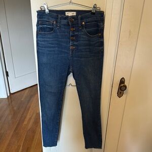 Madewell 11” High Rise Skinny Jeans, Dark Blue